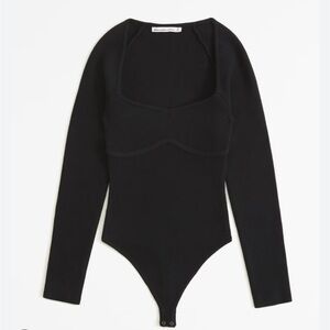 Abercrombie Sweetheart Square Neckline Sweater Body Suit / Black / Size Small
